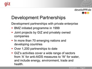 Development Partnerships with the Private Sector 