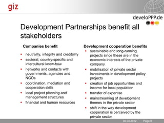 Development Partnerships with the Private Sector 