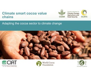 Adapting the cocoa sector to climate change
Climate smart cocoa value
chains
 