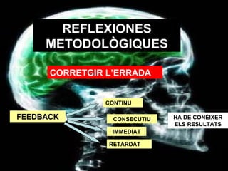 REFLEXIONES METODOLÒGIQUES CORRETGIR L’ERRADA FEEDBACK CONTINU CONSECUTIU IMMEDIAT RETARDAT HA DE CONÈIXER ELS RESULTATS 