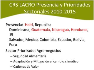 Estrategia de Investigación en frutas tropicales, CRS