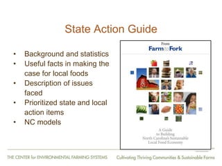 From Farm to Fork: The 20 year journey of the Center for Environmental Farming Systems (CEFS), a collaboration of the two land grant universities and the state department of agriculture in North Carolina, USA."   