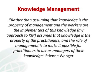 Knowledge Management in Agricultural Research in the CGIAR and CIAT: lessons learnt and Future Opportunities 