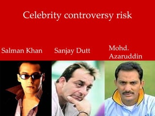 Celebrity controversy risk Salman Khan Sanjay Dutt Mohd. Azaruddin 