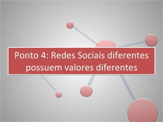 Ponto 4: Redes Sociais diferentes possuem valores diferentes 