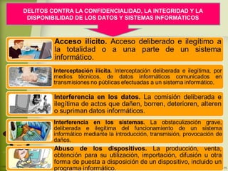 DELITOS CONTRA LA CONFIDENCIALIDAD, LA INTEGRIDAD Y LA
DISPONIBILIDAD DE LOS DATOS Y SISTEMAS INFORMÁTICOS
 