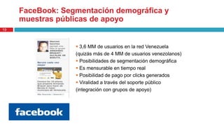 Cinco experienciasCapriles Radonski y la CiberpublicidadPueblo Libre y la integración al mundo SMSCuba 2.0: Generación Y de YouTube Marco Enriquez Ominami y las redes sin jerarquíasObama y la microsegmentación