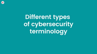 Different types
of cybersecurity
terminology
 