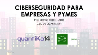 CIBERSEGURIDAD PARA
EMPRESAS Y PYMES
POR JORGE CORONADO
CEO DE QUANTIKA14
18/05/2018 1
 
