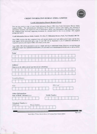 Cibil Customer form