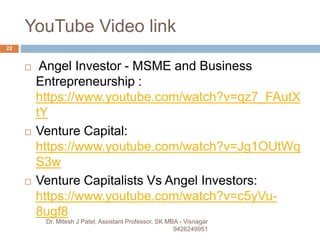YouTube Video link
 Angel Investor - MSME and Business
Entrepreneurship :
https://www.youtube.com/watch?v=qz7_FAutX
tY
 ...