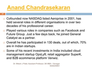 Anand Chandrasekaran
 Cofounded now NASDAQ listed Aeroprise in 2001, has
held several roles in different organisations in...