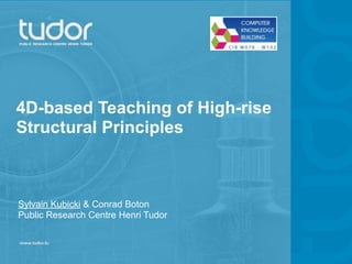 4D-based Teaching of High-rise
Structural Principles



Sylvain Kubicki & Conrad Boton
Public Research Centre Henri Tudor
 