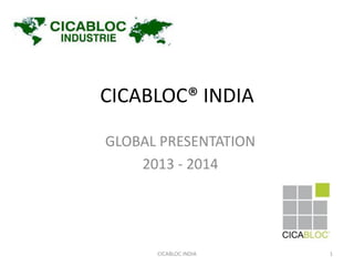 CICABLOC® INDIA
GLOBAL PRESENTATION
2013 - 2014
CICABLOC INDIA 1
 