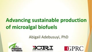 Advancing sustainable production
of microalgal biofuels
Abigail Adebusuyi, PhD
 