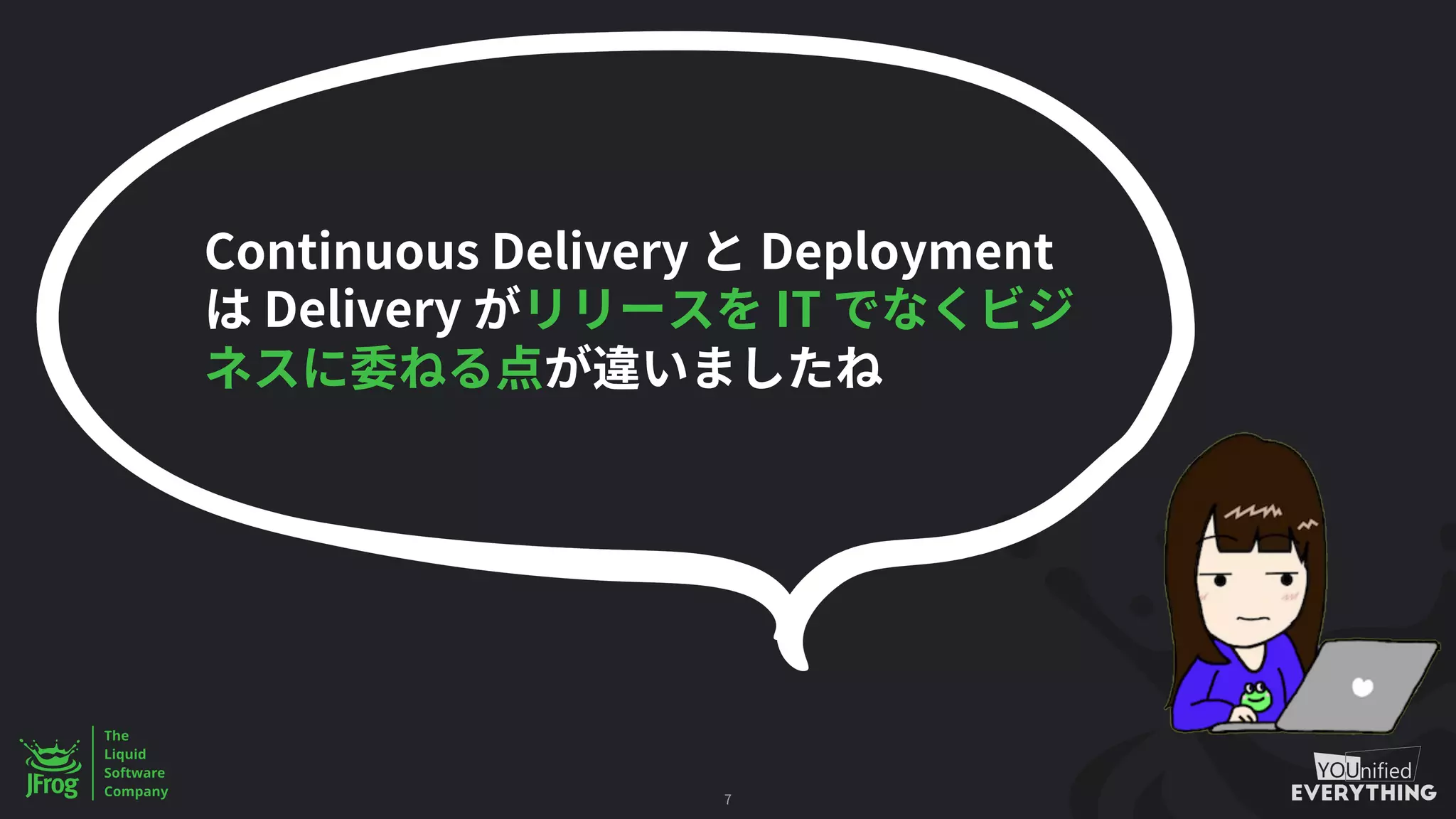 7
Continuous Delivery Deployment
Delivery IT