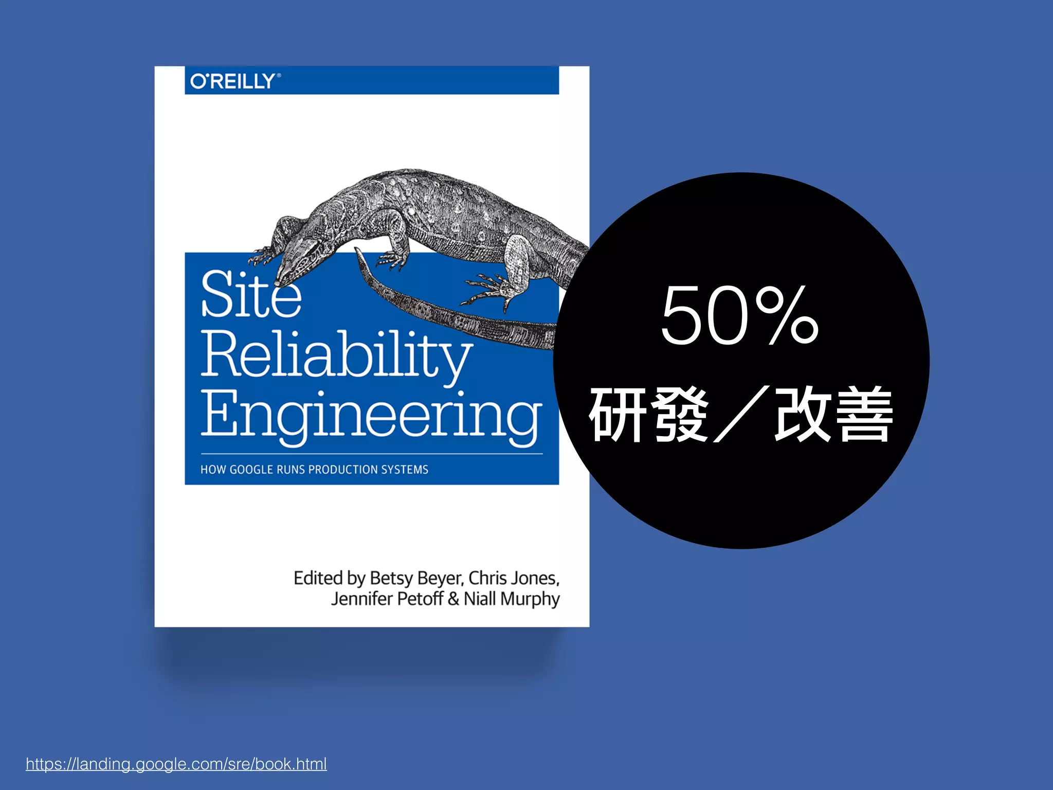 https://landing.google.com/sre/book.html
50%
研發／改善
 
