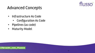 Advanced Concepts
• Infrastructure As Code
• Configuration As Code
• Pipelines (as code)
• Maturity Model
12
 