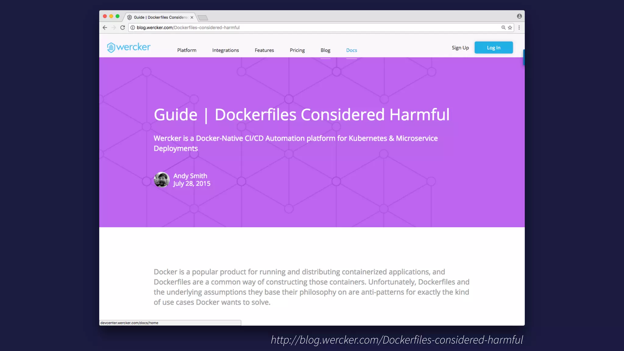 http://blog.wercker.com/Dockerfiles-considered-harmful
 