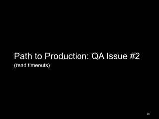 Path to Production: QA Issue #2
(read timeouts)

26

 