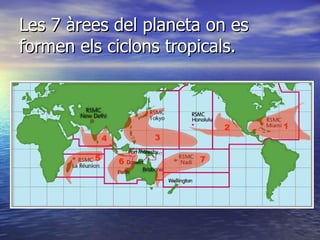 Les 7 àrees del planeta on es formen els ciclons tropicals.                                                                                                                  
