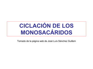 CICLACIÓN DE LOS
 MONOSACÁRIDOS
Tomado de la página web de José Luís Sánchez Guillem
 
