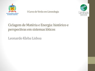 ICursodeVerãoemLimnologia
CiclagemdeMatériaeEnergia:históricoe
perspectivasemsistemaslóticos
LeonardoKlebaLisboa
 