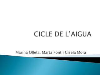 CICLE DE L’AIGUA Marina Olleta, Marta Font i Gisela Mora 