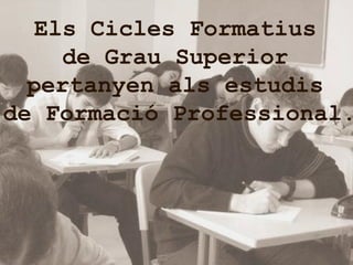 Els Cicles Formatius  de Grau Superior  pertanyen als estudis  de Formació Professional.   