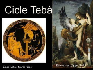 Cicle Tebà Èdipésinterrogat per l’Esfinx Èdip i l’Esfinx, figures roges. 