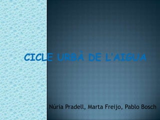 CICLE URBÀ DE L’AIGUA Núria Pradell, Marta Freijo, Pablo Bosch 