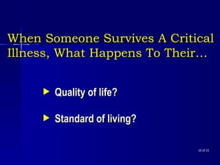 When Someone Survives A Critical Illness, What Happens To Their…  of 21 Quality of life? Standard of living? 