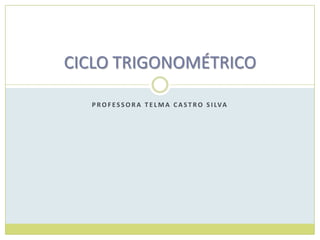 CICLO TRIGONOMÉTRICO

  P R O F E S S O R A T E L M A C A S T R O S I LV A
 