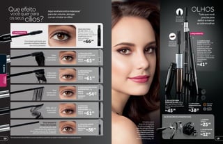 3.MÁSCARAPARACÍLIOS
ALONGADORA,8g
PRETA
19558
MARROM
20175
Fios
muito mais
alongados.
Cílios mais
volumosos
e vibrantes.
Cílios até 10
graus mais
curvados.
Olhar
dramático
e marcante.
Dêmaisvolumeeevite
aquedadoscílios,aplicandoo
sérumduasvezesaodia.Vocêpode
usarcomsuamáscarapreferida.
TRATAMENTO
PARA OS CÍLIOS!
*AsmáscarasparacíliosdeMakeB.possuemingredientesespecíficosqueajudamnofortalecimentoenareparaçãodosfios.
Aqui você encontra máscaras*
para dar volume, alongar,
curvar e tratar os cílios
MÁSCARA PARA
CÍLIOS 4 EM 1, 9,5 g
Proporciona volume,
alongamento, curvatura
e definição em um
único produto.
26397
vocêquerpara
Queefeito
cílios?osseus
2. APONTADOR
38485
2
2
ACESSÓRIOS ESSENCIAIS
1
OLHOS
marrom
12636
grafite
12637
1
2
3
1. SOLUÇÃO PARA
SOBRANCELHAS, 6,8 g
Corrige falhas e molda
os fios das sobrancelhas.
12643
Detalhe da
outra ponta
do produto.
Detalhe da
outra ponta
do produto.
3. CANETA PARA
SOBRANCELHA, 1 ml
Define, preenche
e ajuda a corrigir
pequenas falhas da
sobrancelha. Não
escorre, tem longa
duração e possui
secagem rápida. A cor
se adapta a diferentes
tons de pele.
26475
LANÇAMENTO
R$66,99
1. MÁSCARA PARA
CÍLIOS EFEITO CÍLIOS
POSTIÇOS, 12 g
PRETA
16996 R$65,99
2. MÁSCARA PARA
CÍLIOS EXTRA
VOLUME,8 g
PRETA
22832 R$61,99
R$54,99cada
4. MÁSCARA
PARA CÍLIOS
CURVADORA,8 g
PRETA
16998 R$61,99
5. MÁSCARA SÉRUM
PARA CÍLIOS, 8 g
INCOLOR
16997 R$56,99
R$41,99
R$45,99
2. LÁPIS PARA
SOBRANCELHA,
0,25 g
R$38,99
cada
1. CURVEX
38605
R$25,99
R$12,99
Com dupla aplicação que
permite múltiplos efeitos
em um só produto.
LANÇAMENTO
Tudo que você
precisa para
definir e marcar
as sobrancelhas
Amodelousouo
QuartetodeSombras
TerraBronze(pág.21),o
LápisRetrátilparaOlhosà
ProvaD’ÁguaPreto(pág.
20),aMáscaraparaCílios
AlongadoraPreta(pág.
18)eoBatomPerfeito
RosaCashmere(pág.16). 1918
MAKEB.BELEZA
FEMININA
 