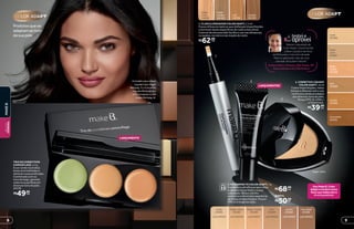 LANÇAMENTO
chocolate
24191
bege-
médio
24188
mel
24189
nude
24186
canela
24190
bege-
claro
241871
2
3
LANÇAMENTOS
bege-
claro
24192
bege-
médio
24193
mel
24194
canela
24195
1. FLASH ILUMINADOR COLOR ADAPT, 2,5 ml
Possui difusores ópticos que disfarçam imperfeições
e iluminam áreas específicas do rosto e dos olhos.
O pincel de alta precisão facilita o uso nas têmporas,
no queixo, no nariz e nas maçãs do rosto.
UseMakeB.Color
Adaptemostrecomo
ficousuamakecoma
#minhapelelinda.
FPS
15
3. PÓ COMPACTO COLOR ADAPT, 7 g
Sua textura ultrafina proporciona
acabamento perfeito e toque
aveludado. Reduz o brilho
excessivo e minimiza a aparência
de linhas e imperfeições. Possui
FPS 15 e longa duração.
cadaR$62,99
2. CORRETIVO LÍQUIDO
COLOR ADAPT, 10 ml
Cobre imperfeições, reduz
bolsas e olheiras com o uso
contínuo e ainda se adapta
aos diversos tons de pele.
Possui FPS 15, UVA++
e Vitamina E.
R$39,99
cada
R$68,99
cada
REFIL
cadaR$50,99
bege-claro
Produtos que se
adaptam ao tom
da sua pele
TRIO DE CORRETIVOS
CAMOUFLAGE, 3,4 g
A cor verde neutraliza
áreas avermelhadas e
olheiras roxas profundas.
Combinada com os
tons de bege, garante
cobertura perfeita em
diversos tons de pele.
24170
R$49,99cada
“Adorei o resultado de
ColorAdapt. Experimentei
a Base Líquida e ela ficou
perfeita para o meu tom de pele.
Mesmo aplicando mais de uma
camada, ficou bem natural.”
Sirlene Silva, 39 anos, São Paulo, SP,
Revendedora de O Boticário
testeie
aprovei
AmodelousouaBase
LíquidaColorAdapt
Mel(pág.7),oCorretivo
LíquidoMel(pág.9)e
oPóCompactoColor
AdaptMel(pág.9).
bege-médio
24183
refil 24317
nude
24181
refil 24319
bege-claro
24182
refil 24318
canela
24282
refil 24352
mel
24184
refil 24316
chocolate
24185
refil 24353
98
MAKEB.BELEZA
FEMININA
 