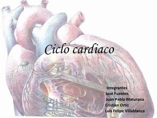Ciclo cardiaco Integrantes José Fuentes 	Juan Pablo Maturana Cristian Ortiz 	Luis Felipe Villablanca 