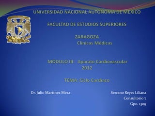 Serrano Reyes Liliana
Consultorio 7
Gpo. 1309
Dr. Julio Martínez Meza
 