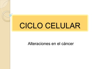 CICLO CELULAR

 Alteraciones en el cáncer
 