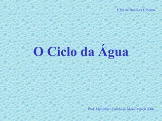 O Ciclo da Água
E.B1 de Boavista Olheiros
Prof. Martinha / Estudo do Meio/ Março 2006
 