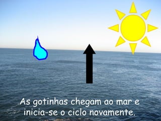 As gotinhas chegam ao mar e inicia-se o ciclo novamente.