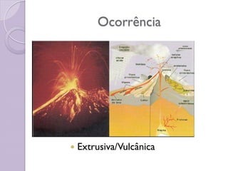 Ocorrência
 Extrusiva/Vulcânica
 