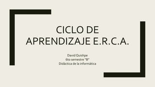 CICLO DE
APRENDIZAJE E.R.C.A.
David Quishpe
6to semestre “B”
Didáctica de la informática
 