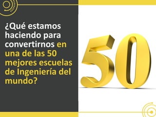 ¿Qué estamos
haciendo para
convertirnos en
una de las 50
mejores escuelas
de Ingeniería del
mundo?
 