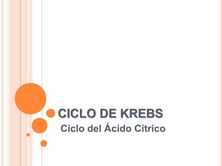 CICLO DE KREBS
Ciclo del Ácido Cítrico
 