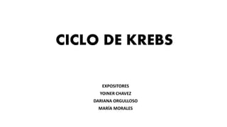 CICLO DE KREBS
EXPOSITORES
YOINER CHAVEZ
DARIANA ORGULLOSO
MARÍA MORALES
 