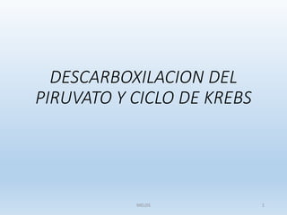 DESCARBOXILACION DEL
PIRUVATO Y CICLO DE KREBS
MELDS 1
 