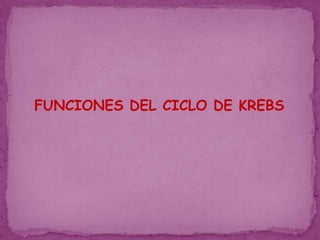 El ciclo de krebsEs una serie de de reacciones que se efectúan en las mitocondrias que llevan a cabo el catabolismo de los residuos de acetilo,liberando equivalentes de hidrogeno , los cuales , durante la oxidación , permiten la liberación de la mayor parte de la energía de los combustibles titulares . los resiuos de acetilo están en forma de la energía Acetil-Coenzima A.