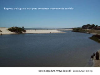 Regreso del agua al mar para comenzar nuevamente su ciclo
Desembocadura Arroyo Sarandí – Costa Azul/Floresta
 