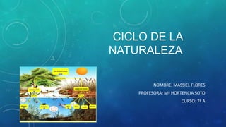 CICLO DE LA
NATURALEZA
NOMBRE: MASSIEL FLORES
PROFESORA: Mª HORTENCIA SOTO
CURSO: 7ª A
 