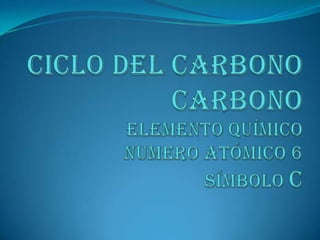 Ciclo del CarbonoCarbono elemento químico numero atómico 6  símbolo C 
